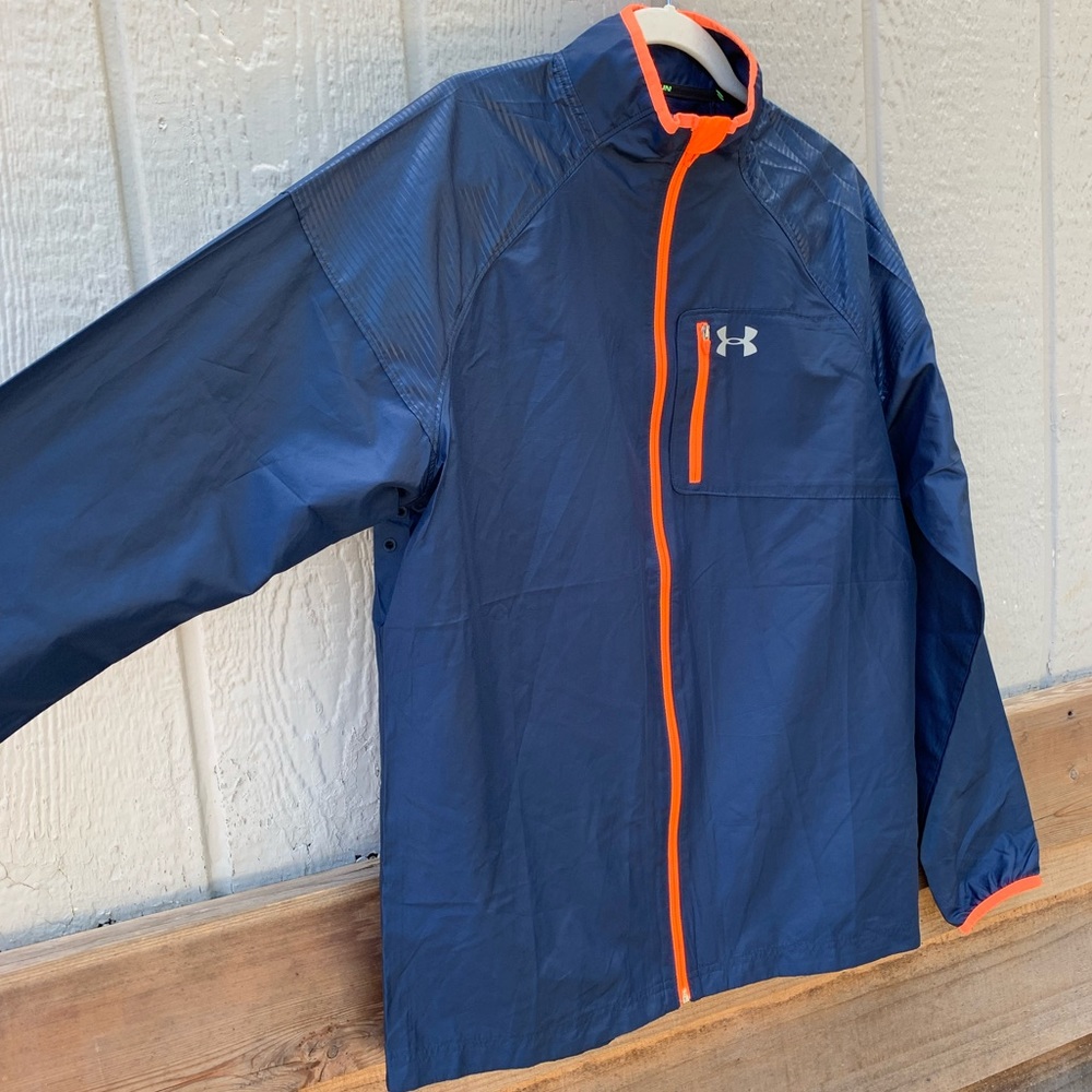 Under Armour blue orange unlined lightweight zip up windbreaker layering coat - Picture 4 of 13